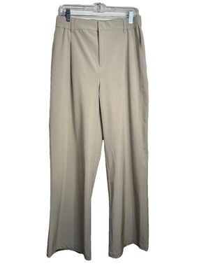 ALO YOGA HIGH -WAIST PURSUIT TROUSER WIDE LEG PANTS PLEATED FRONT M GRAVEL G24